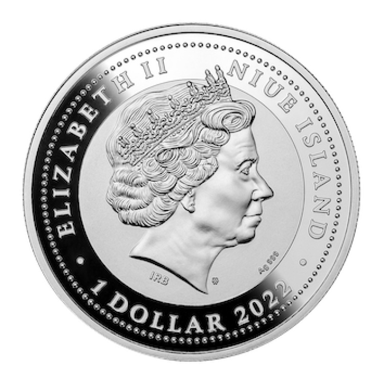 1 troy ounce zilveren Helios munt - Niue 2022 achterkant