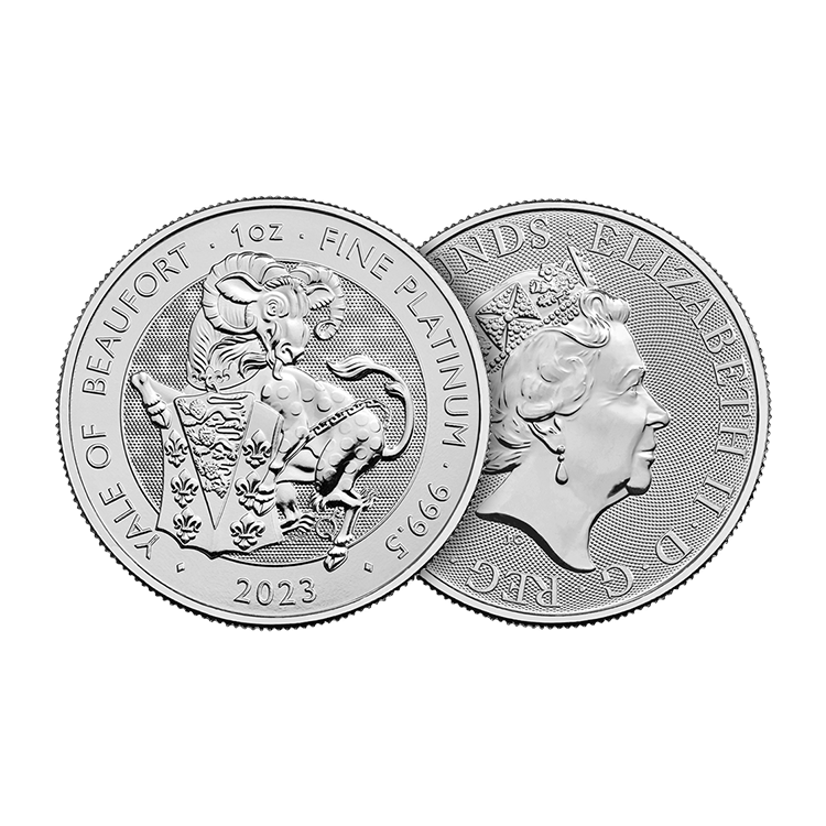 1 troy ounce platinum coin Tudor Beasts Yale of Beaufort 2023 angle 1