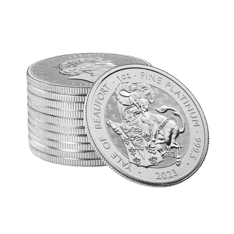 1 troy ounce platinum coin Tudor Beasts Yale of Beaufort 2023 angle 2
