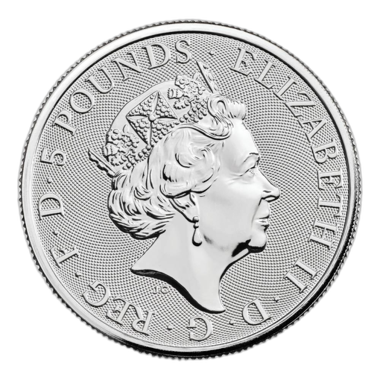 2 troy ounce zilveren munt Tudor Beasts Yale of Beaufort 2023 achterkant