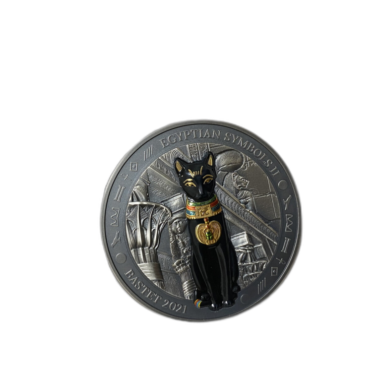 Palau Egyptische symbolen - Bastet - Zilveren munt 2021 perspectief 1