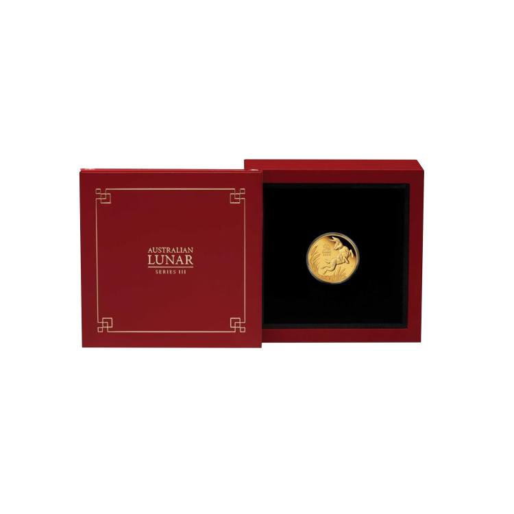1/10 troy ounce gold coin Lunar 2023 proof angle 2
