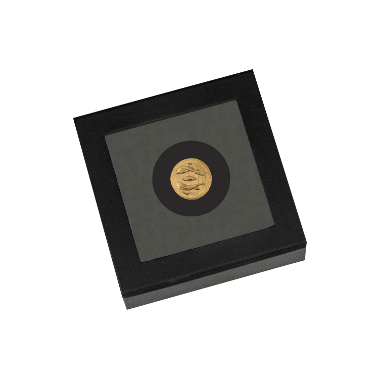 0.5 gram gouden munt dolfijn & tonijn Cyzicus 2022 angle 2