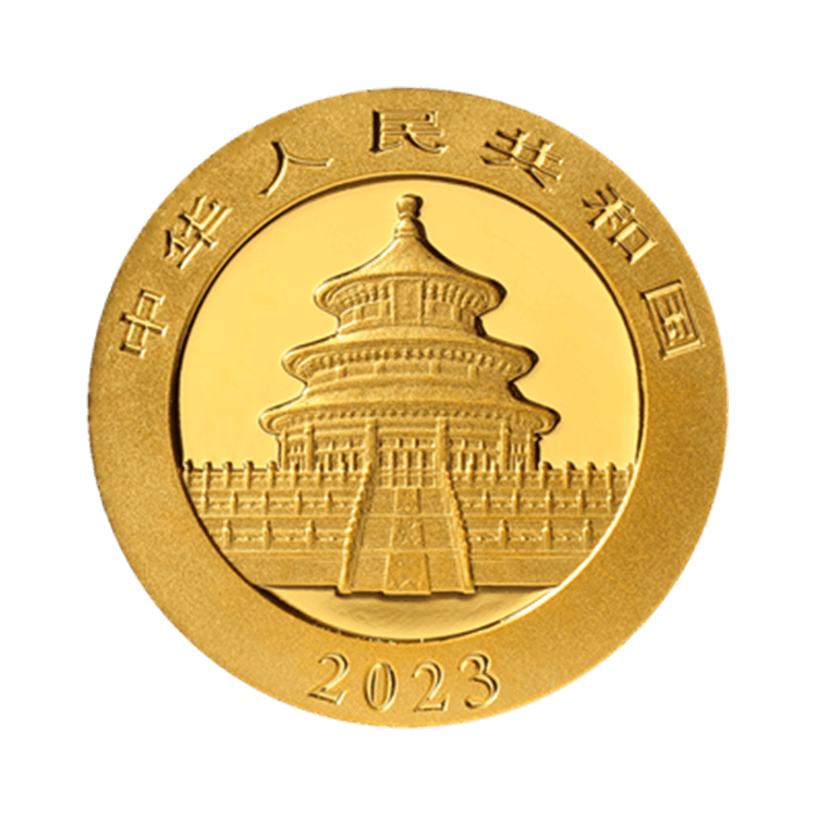 1 gram gold coin Panda 2023 back