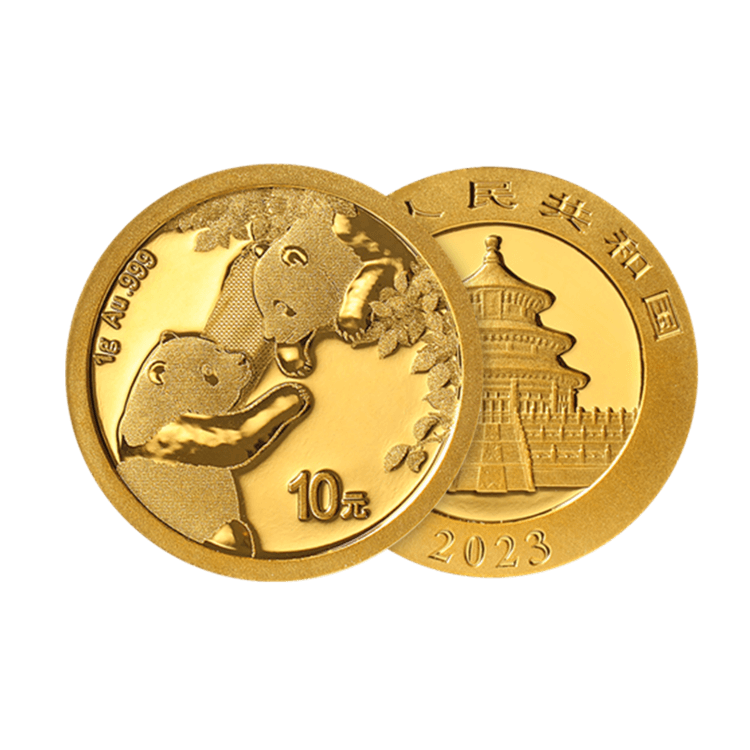 1 gram gold coin Panda 2023 angle 1