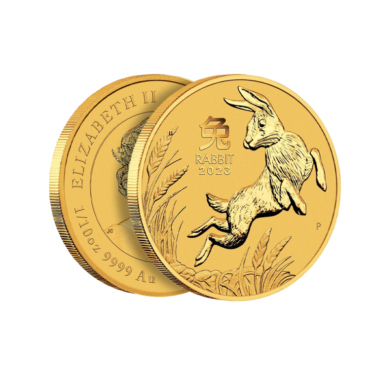 1/10 troy ounce gold coin Lunar 2023 angle 2