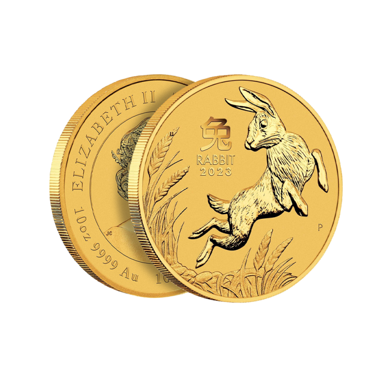 10 troy ounce gold coin Lunar 2023 angle 2