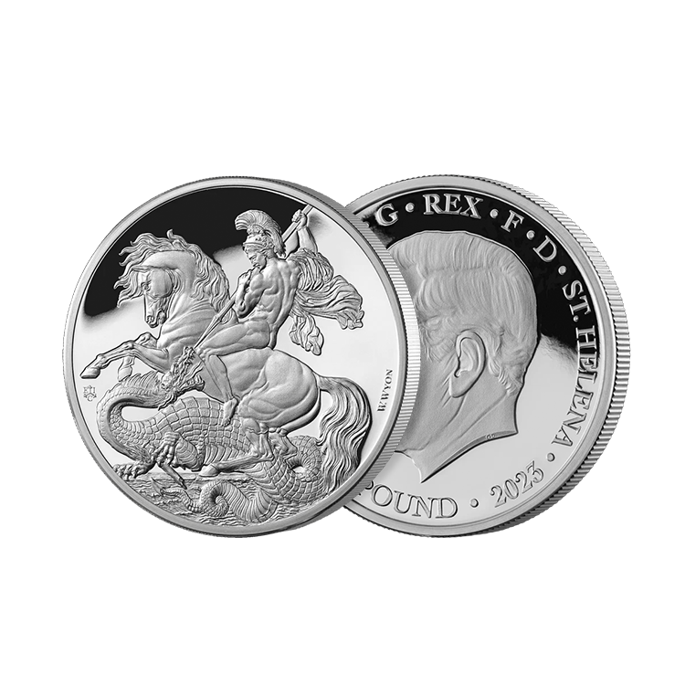 1 troy ounce zilveren munt George en de Draak proof perspectief 1