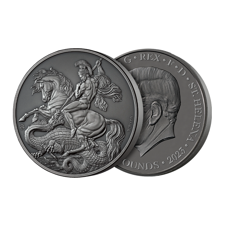 1 kilo zilveren munt George en de Draak proof perspectief 1
