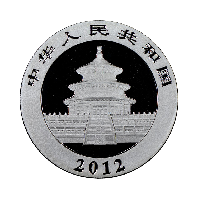 1 troy ounce zilveren munt Panda 2012 achterkant