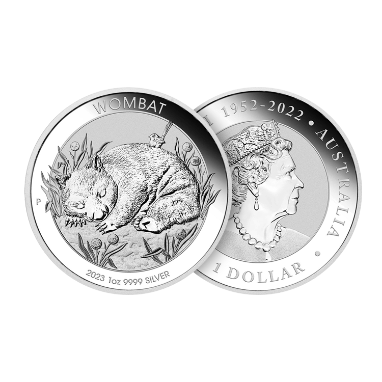 1 troy ounce zilveren Australian Wombat munt 2023 perspectief 1
