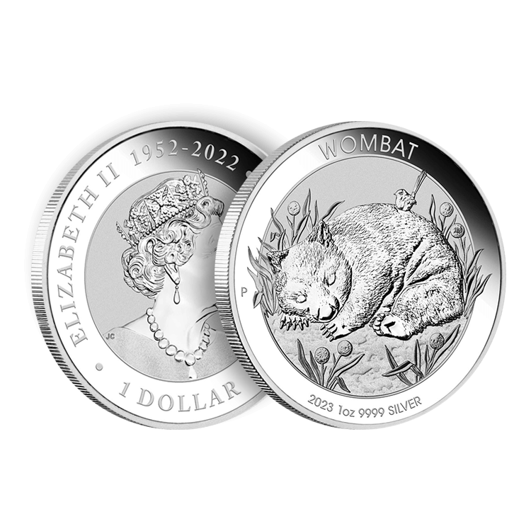 1 troy ounce zilveren Australian Wombat munt 2023 perspectief 2