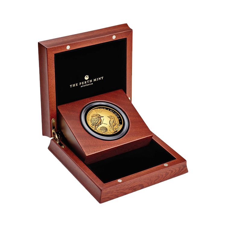 5 troy ounce gold coin Kookaburra proof 2023 angle 2