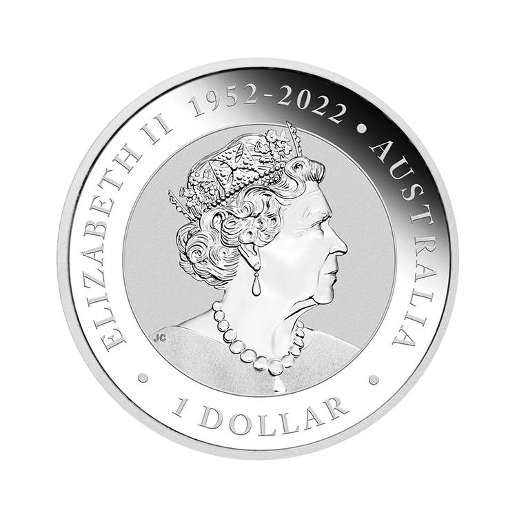 1 troy ounce zilveren munt Kookaburra met Brolga Privy Mark 2023 achterkant