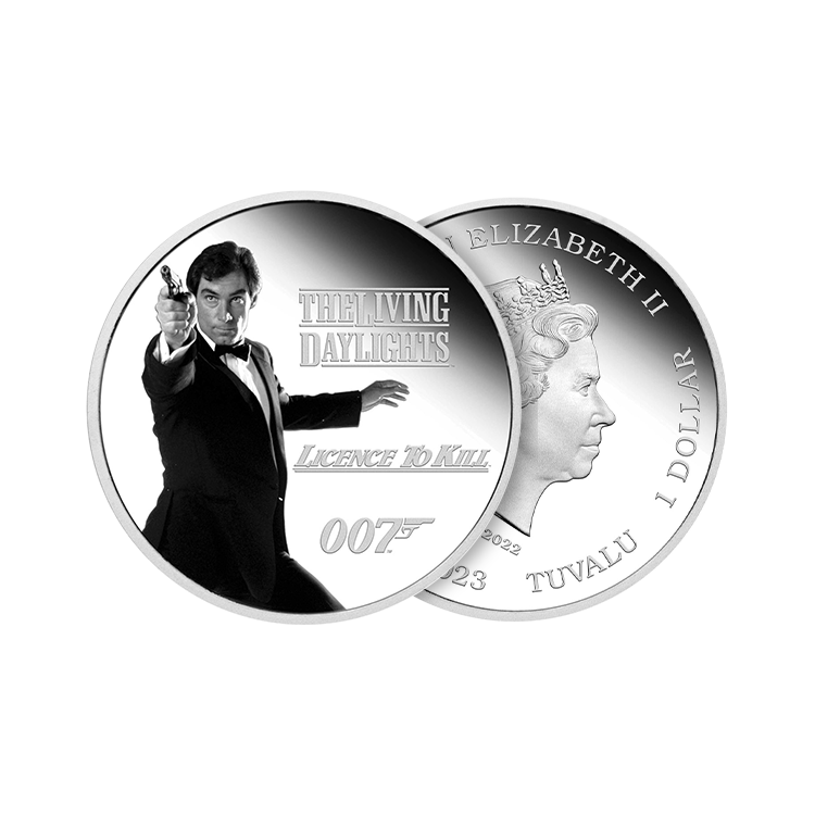 1 troy ounce zilveren munt James Bond 2023 proof perspectief 1