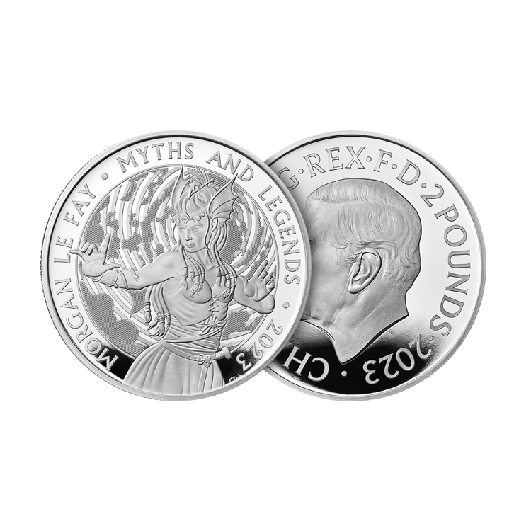 1 troy ounce silver Morgan Le Fay proof coin 2023 angle 1