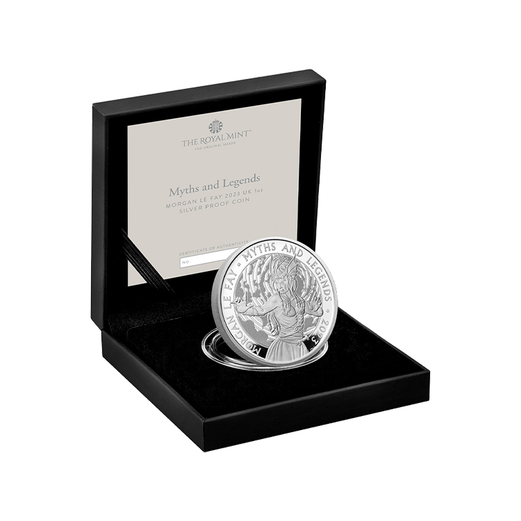 1 troy ounce silver Morgan Le Fay proof coin 2023 angle 2