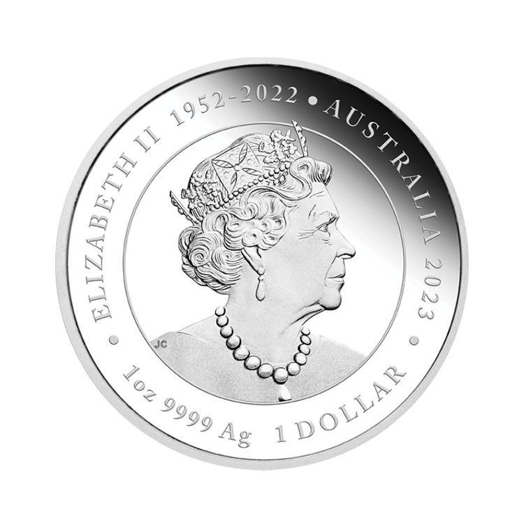 1 troy ounce zilveren munt Quokka gekleurd 2023 proof achterkant