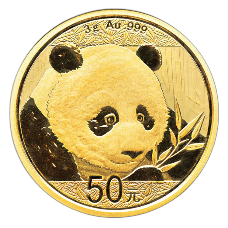 3 Gram gouden Panda munt 2018 voorkant