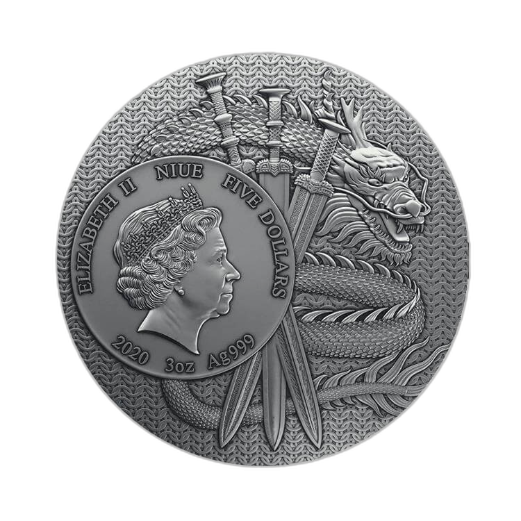 3 troy ounce zilveren munt Zhang Fei antieke afwerking 2020 achterkant