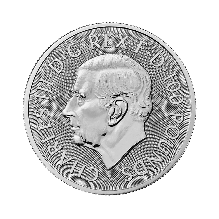 1 troy ounce platina munt Tudor Beasts Bull of Clarence 2023 achterkant