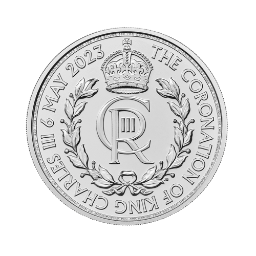 1 troy ounce zilveren Coronation King Charles III munt 2023 voorkant
