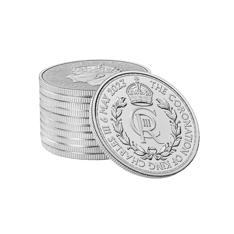 1 troy ounce zilveren Coronation King Charles III munt 2023 perspectief 2
