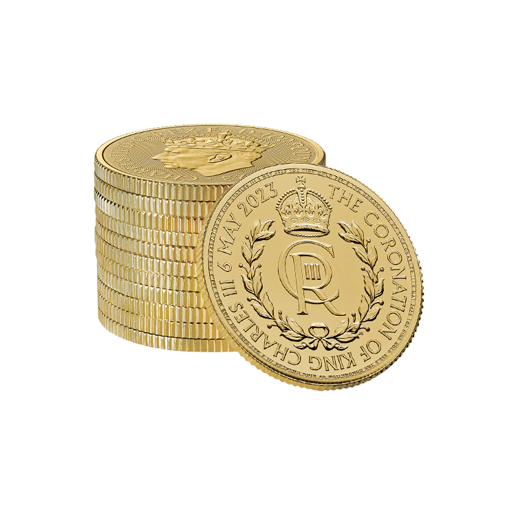 1 troy ounce gouden Coronation King Charles III munt 2023 perspectief 2