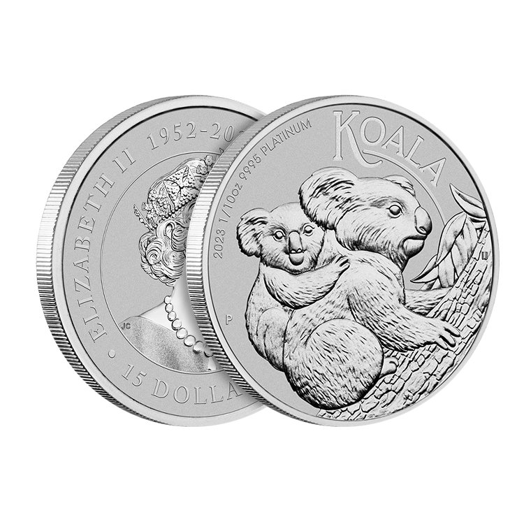 1/10 troy ounce platina Koala munt 2023 perspectief 2