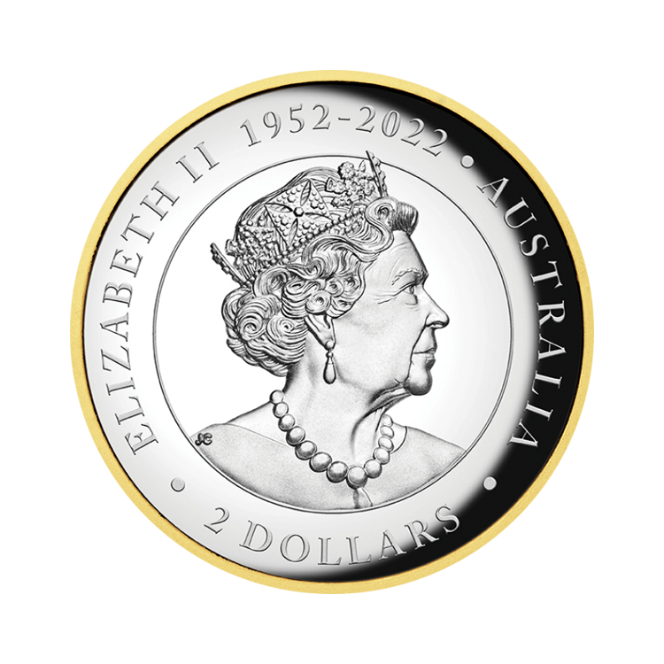 2 troy ounce silver coin Kookaburra gilded 2023 proof back
