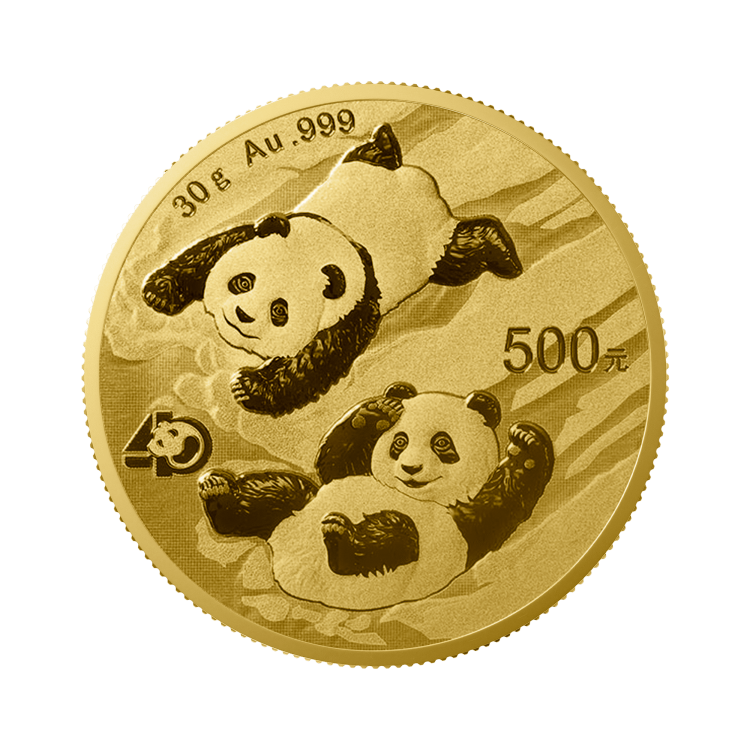 30 gram gouden Panda munt voorkant