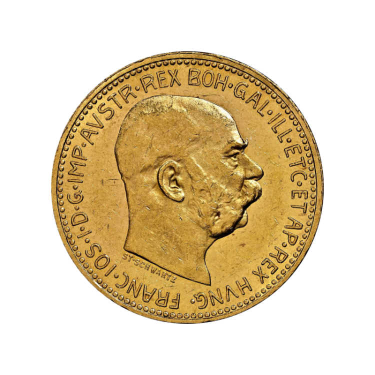 Oostenrijkse gouden 20 Coronas munt achterkant