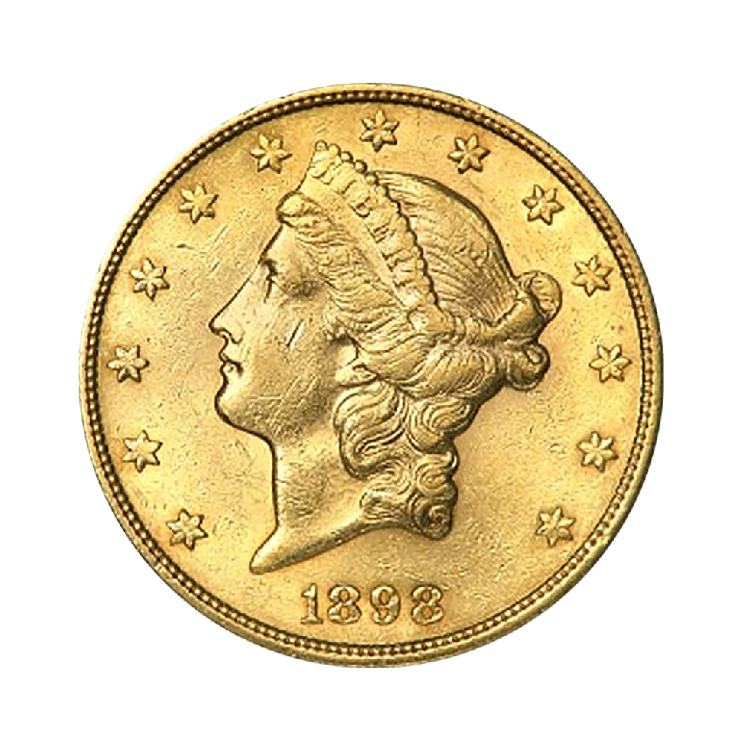 Gouden 5 dollar half American Eagle Liberty Head voorkant