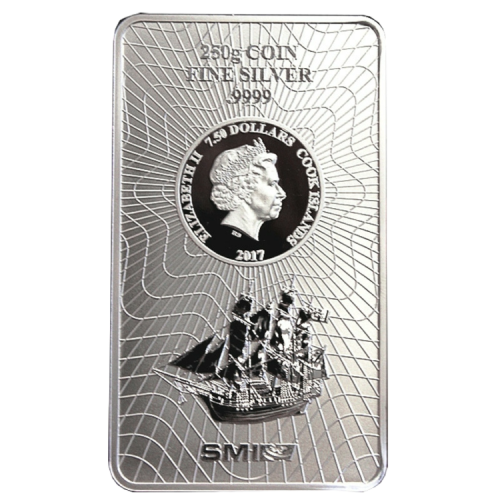 Buy 250 gram silver coin bar Cook Islands front
