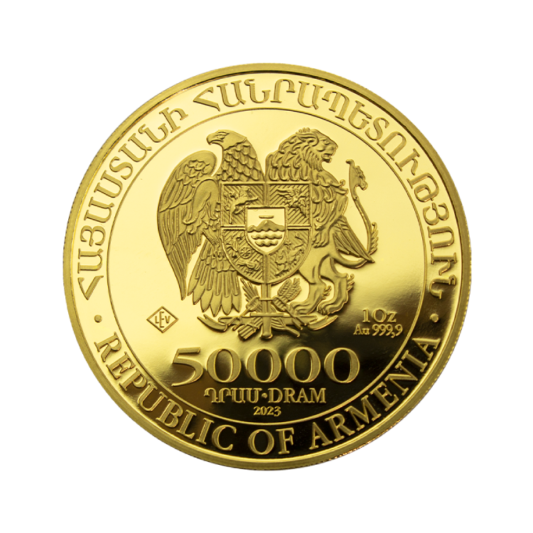 1 troy ounce gouden Noah's Ark munt met certificaat perspectief 2