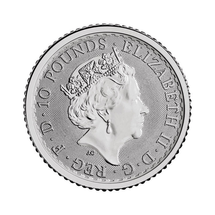 1/10 troy ounce platina Britannia munt achterkant