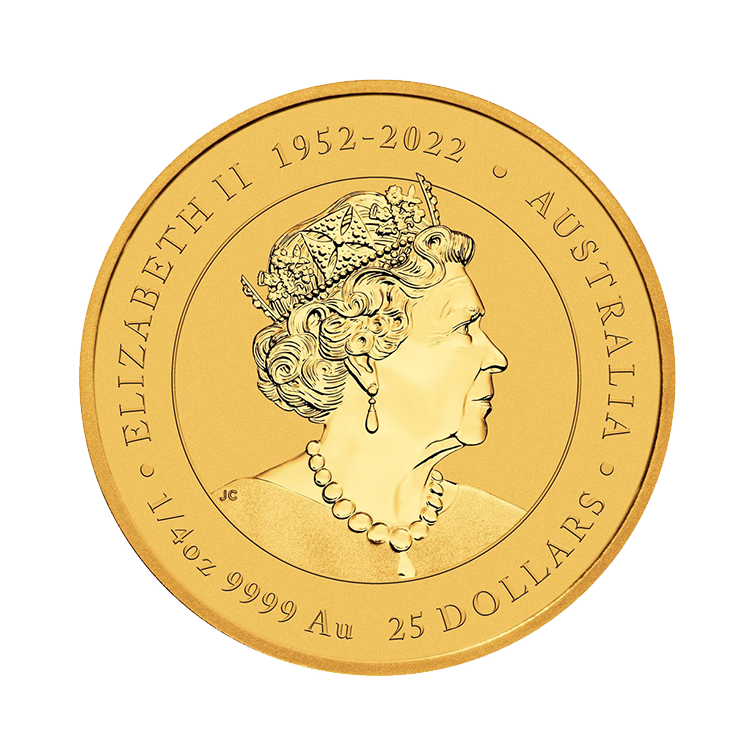 1/4 troy ounce gouden munt Lunar 2024 achterkant
