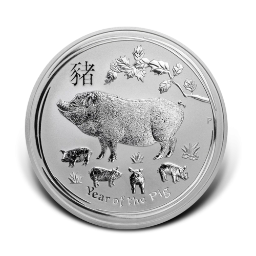 1 troy ounce zilveren Lunar Year of the Pig voorkant
