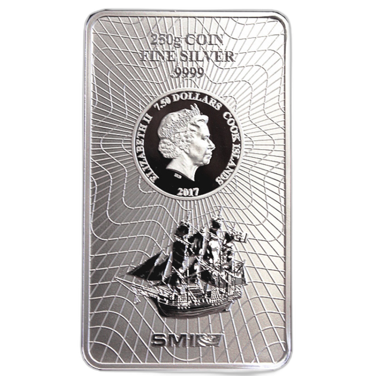 250 gram zilver muntbaar Cook Islands 2017 voorkant