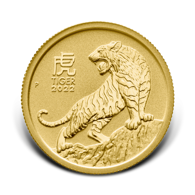 1/4 Troy ounce gouden munt Lunar 2022 Proof voorkant
