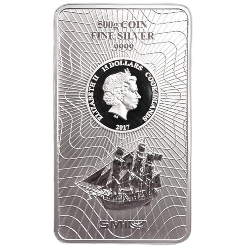 500 Gram zilver muntbaar Cook Islands 2017 voorkant