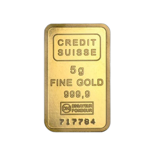5 Gram goudbaar Credit Suisse voorkant