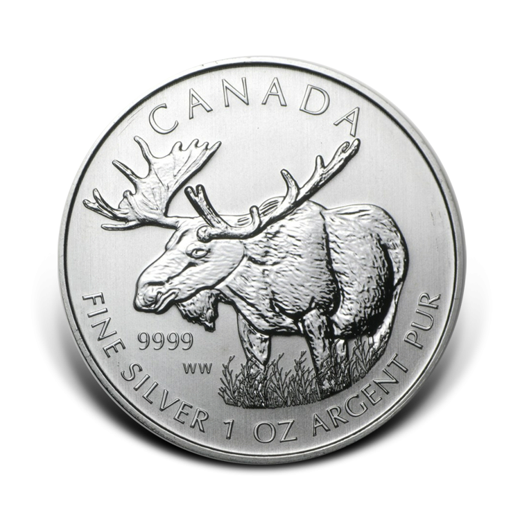 1 Troy ounce zilveren munt Moose 2012 - Canada Wildlife series voorkant