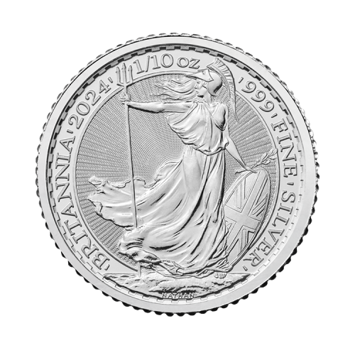 1/10 troy ounce zilveren munt Britannia 2024 voorkant