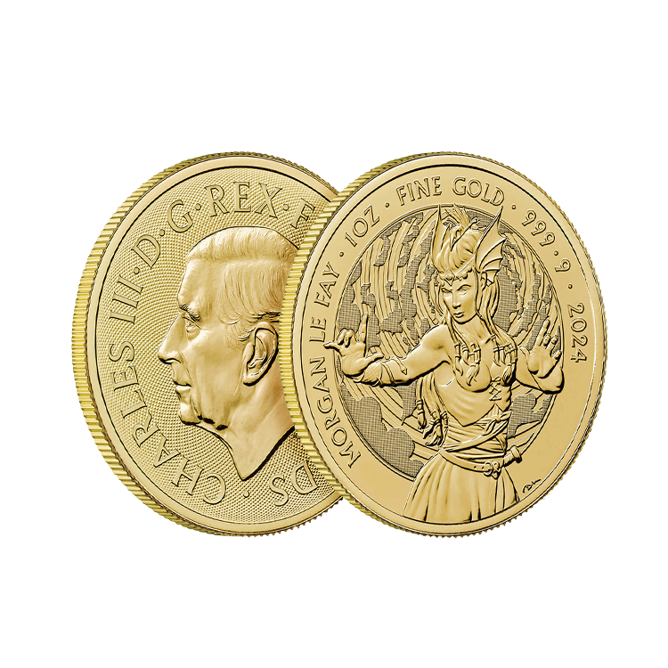 1 troy ounce gouden Morgan Le Fay munt 2024 perspectief 2