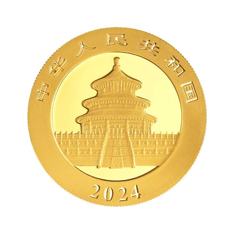 1 gram gouden munt Panda 2024 achterkant