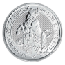 2 Troy ounce zilveren munt Queens Beasts Black Bull 2018 voorkant