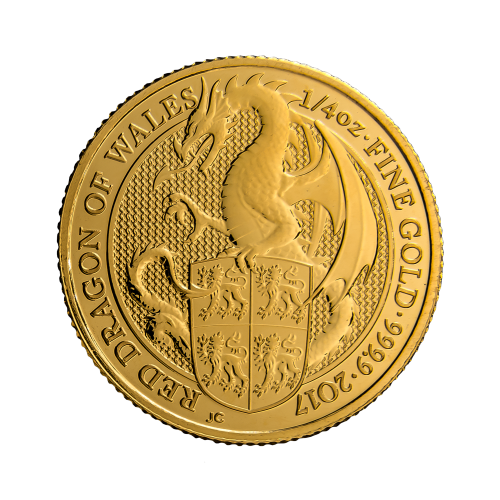 1/4 Troy ounce gold coin Queens Beasts Dragon 2017 front