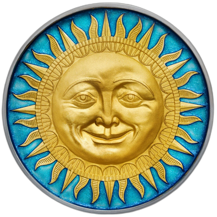 2 Troy ounce zilveren munt Sun voorkant