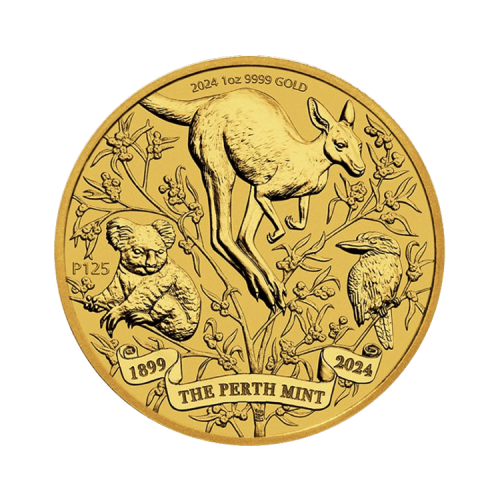 1 troy ounce gouden Perth Mint 125th Anniversary munt voorkant